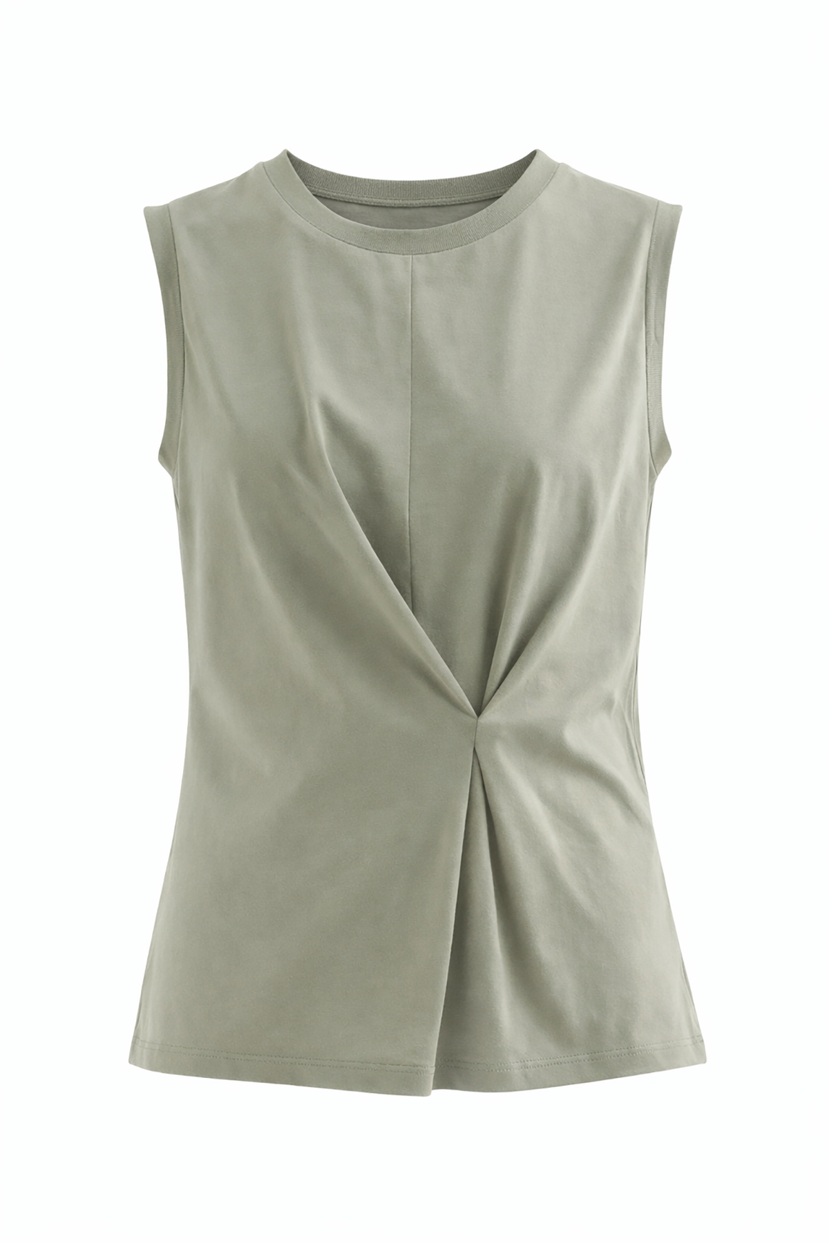 Light green sleeveless top with a knot detail on a white background