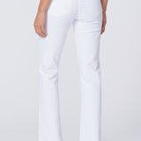 White pants worn by a person on a white background