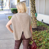 Knit Mock Neck Sleeveless Poncho