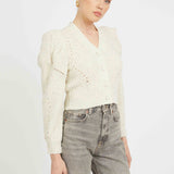 Audra Sweater in Antique White and Gray Morn