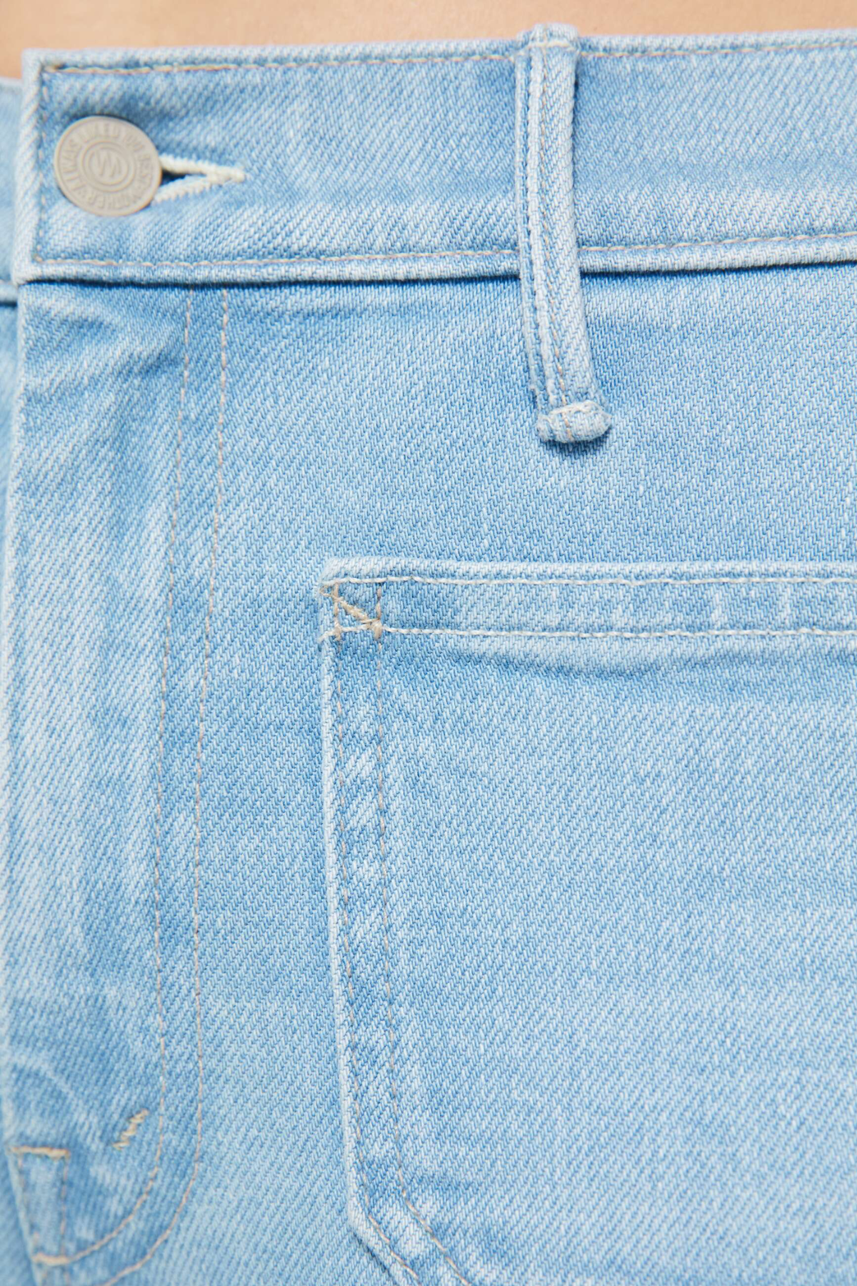 close up of blue denim pocket 