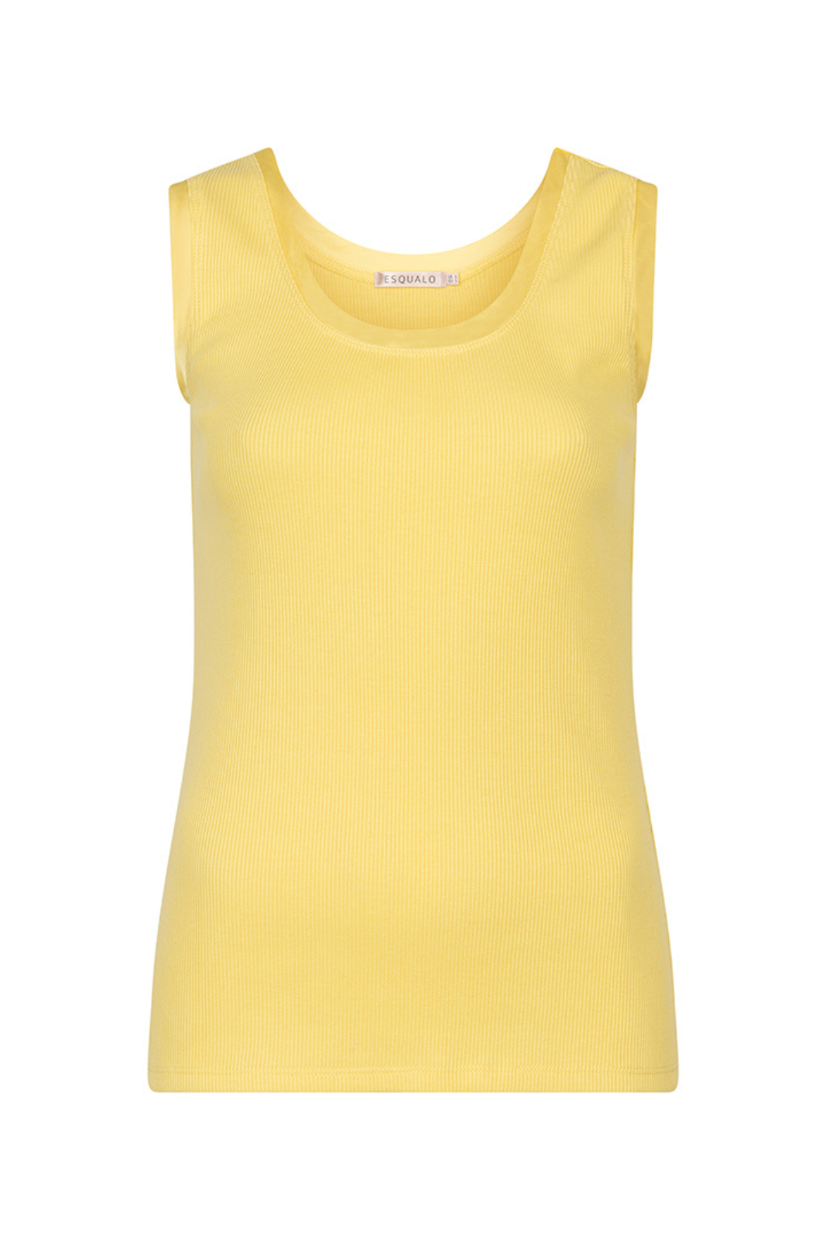 yellow ribbed tank top on white background 