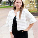 Half Sleeve Faux Fur Crop Jacket