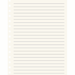 A sheet of off-white lined paper with 11mm punched holes on the left side, shown against a solid white background.