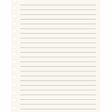 A sheet of off-white lined paper with 11mm punched holes on the left side, shown against a solid white background.
