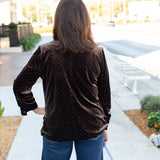 Brown Studded Velvet Blazer