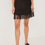 Women's neutral midi skirt featuring a streamlined feminine silhouette.
