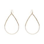 Pair of teardrop-shaped earrings on a white background