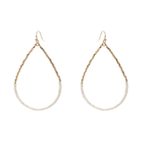 Pair of teardrop-shaped earrings on a white background