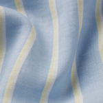 close up of white, blue and yellow striped fabric 