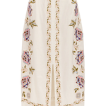 embroidered white midi skirt on white background 