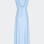 Light blue sleeveless top with open back and tie details on a neutral background