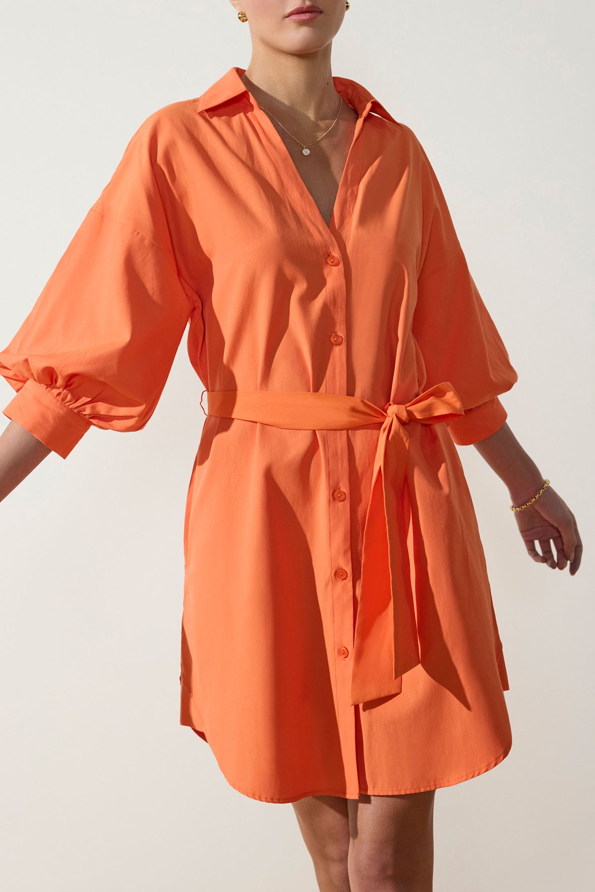 Kate Belted Dress- Tangerine
