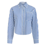 Blue and white striped shirt on a white background