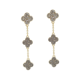 Pair of floral drop earrings on a white background
