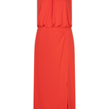 Red dress with a slit on a white background
