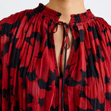 Long Sleeved Pleated Smocked Button Down