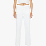 Person wearing a white sleeveless top and pants on a white background