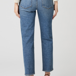 Women's blue Reece jeans in Arches wash featuring a relaxed full-length denim silhouette.