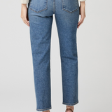 Women's blue Reece jeans in Arches wash featuring a relaxed full-length denim silhouette.