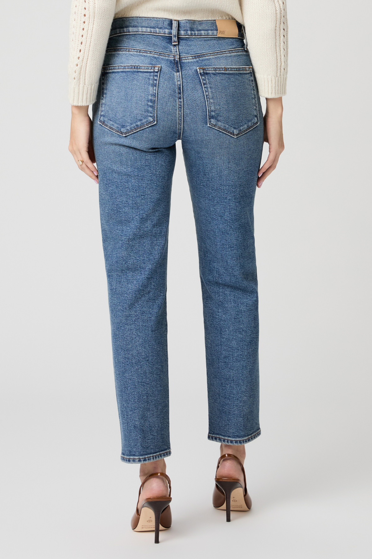 Women's blue Reece jeans in Arches wash featuring a relaxed full-length denim silhouette.