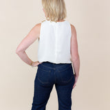 Sleeveless Cowl Neck Gold Ring Appliques Blouse