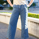 Denim Wide Leg with Stitch Detail