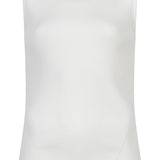 white ribbed sleeveless top on white background 
