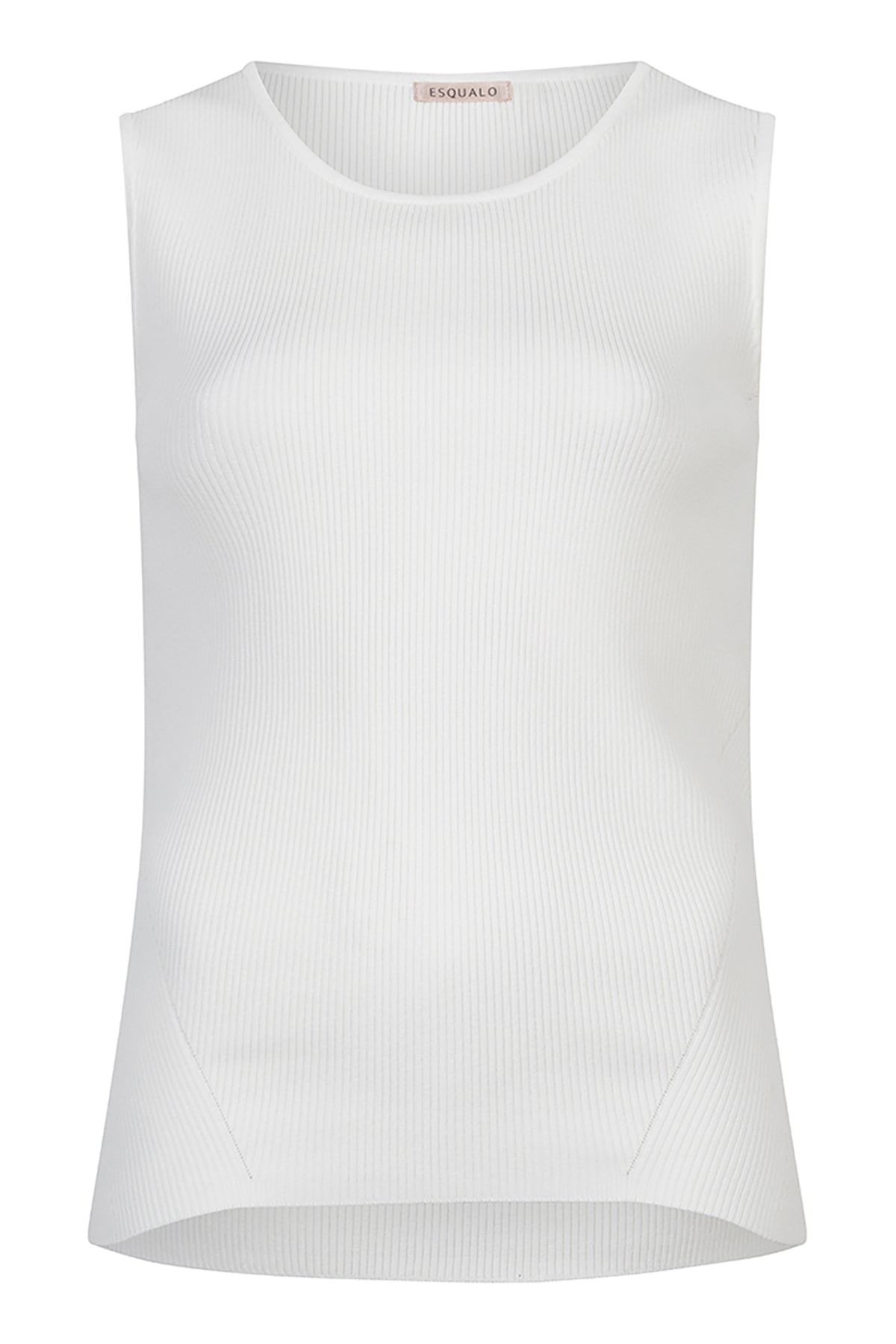 white ribbed sleeveless top on white background 