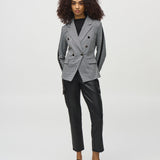 Houndstooth Jacquard Knit Fitted Blazer