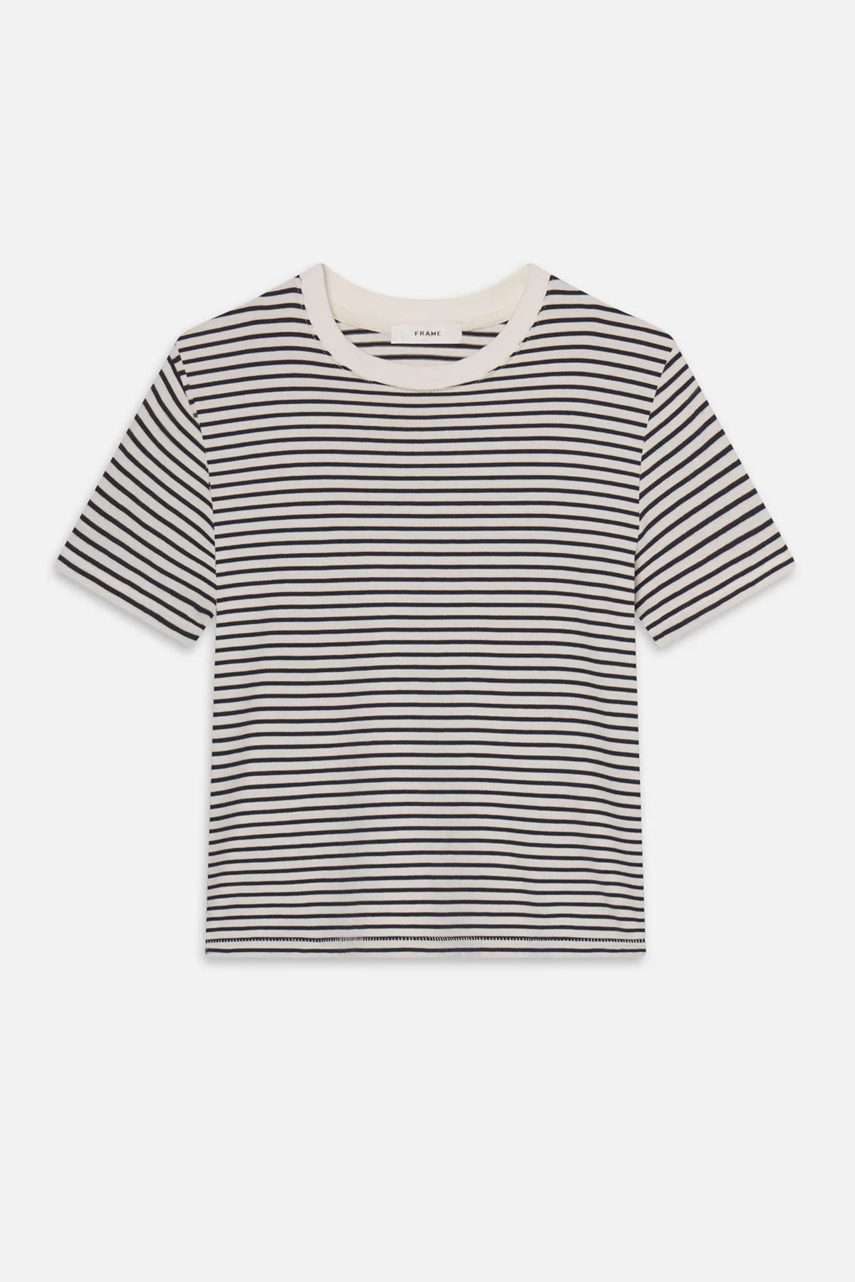 Striped short-sleeve baby tee with a fitted silhouette
