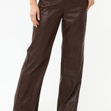 Wide Leg Vegan Leather Trousers