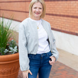 Soft bubble-style bomber jacket with front pockets