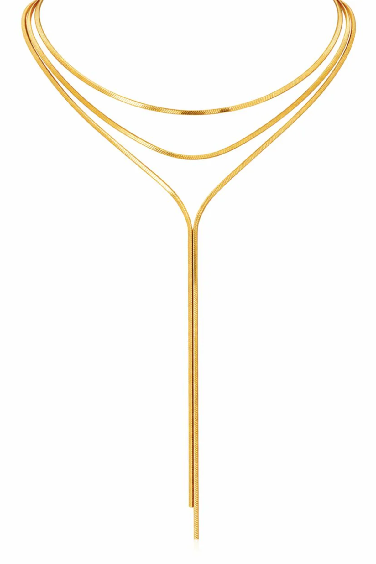 Gold necklace on a white background