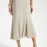 Champagne sparkle knit trumpet skirt with flared hem