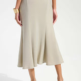Champagne sparkle knit trumpet skirt with flared hem