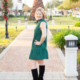 Green Sleeveless Textured Dress