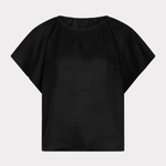 Black t-shirt on a light gray background