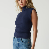 Campbell Ruched Mock Neck Tee