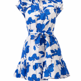 Blue floral dress on a white background