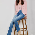 Tailored blazer with clean lines in a soft pink tone