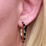 Chic Black Baguette Hoop Earrings