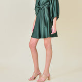 V Neck Puff Sleeves Surplice Dress