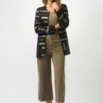 Cropped culotte-style jeans with embellished front seam