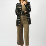 Cropped culotte-style jeans with embellished front seam