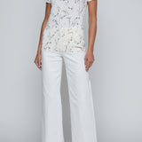 Short-sleeve crewneck top with a faded chain print.