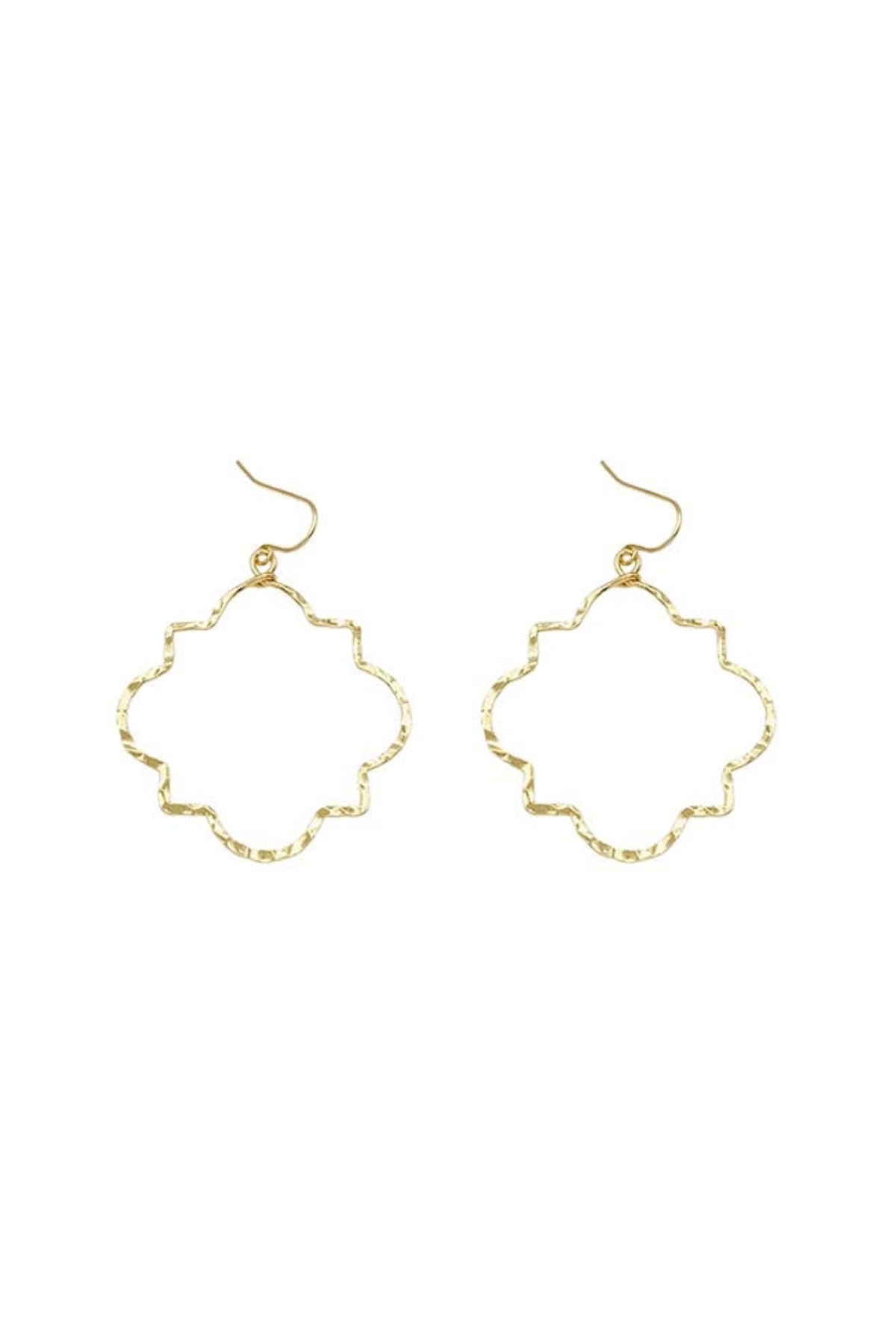 Gold hoop earrings on a white background