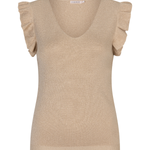 flutter sleeve brown top on white background 