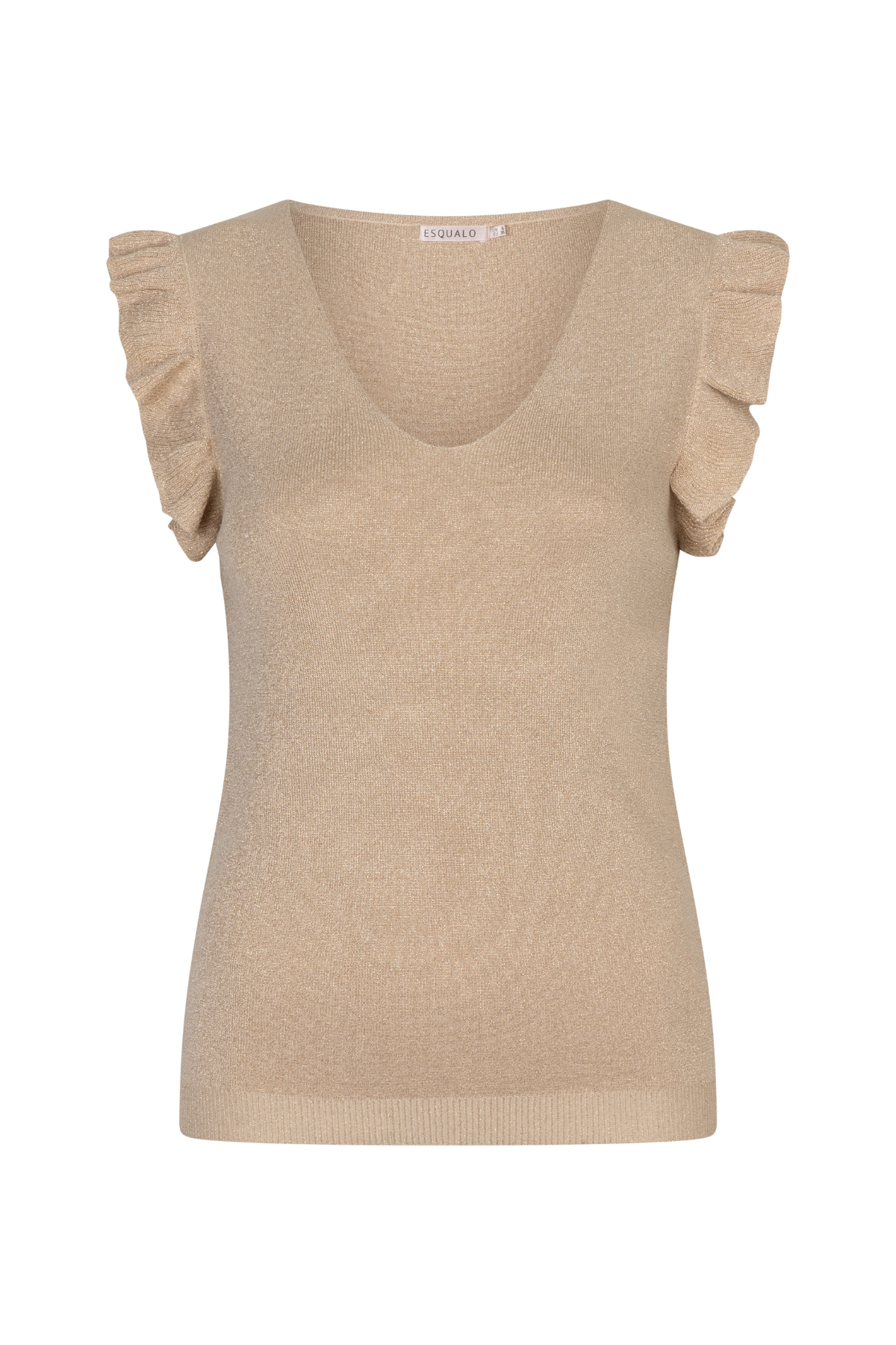 flutter sleeve brown top on white background 