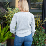 Heather Gray Pointelle Stitch Sweater